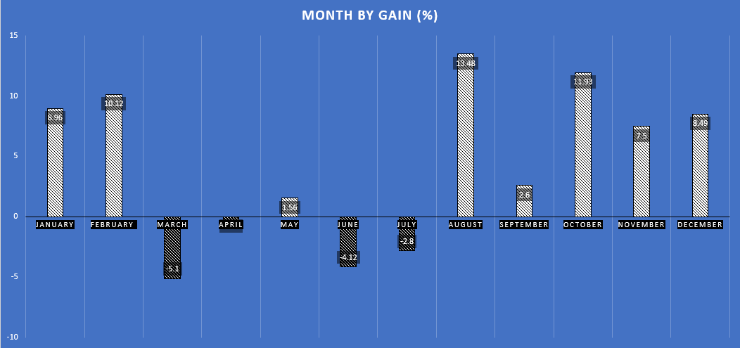 forex trading secret - month by trading result (%)